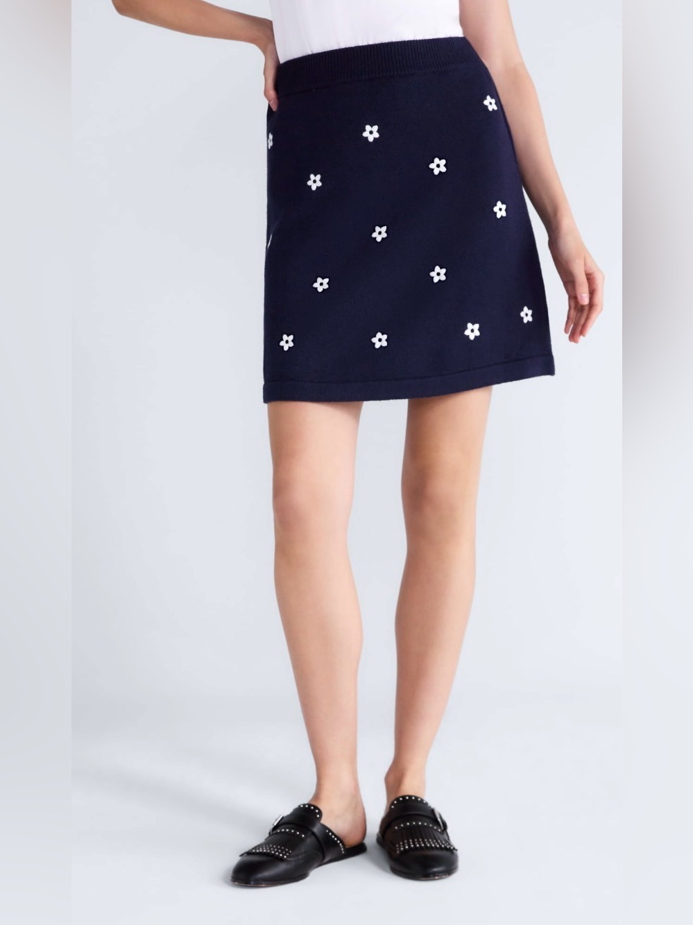 Free Assembly Women’s Embroidered Mini Sweater Skirt